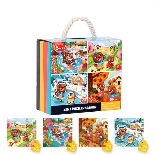 4 puzzles en 1 Mega puzzles à grandes pièces pour petits enfants