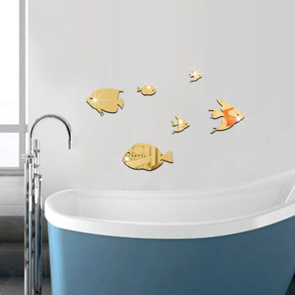 Autocollant miroir forme poissons décoration chambre d'enfants