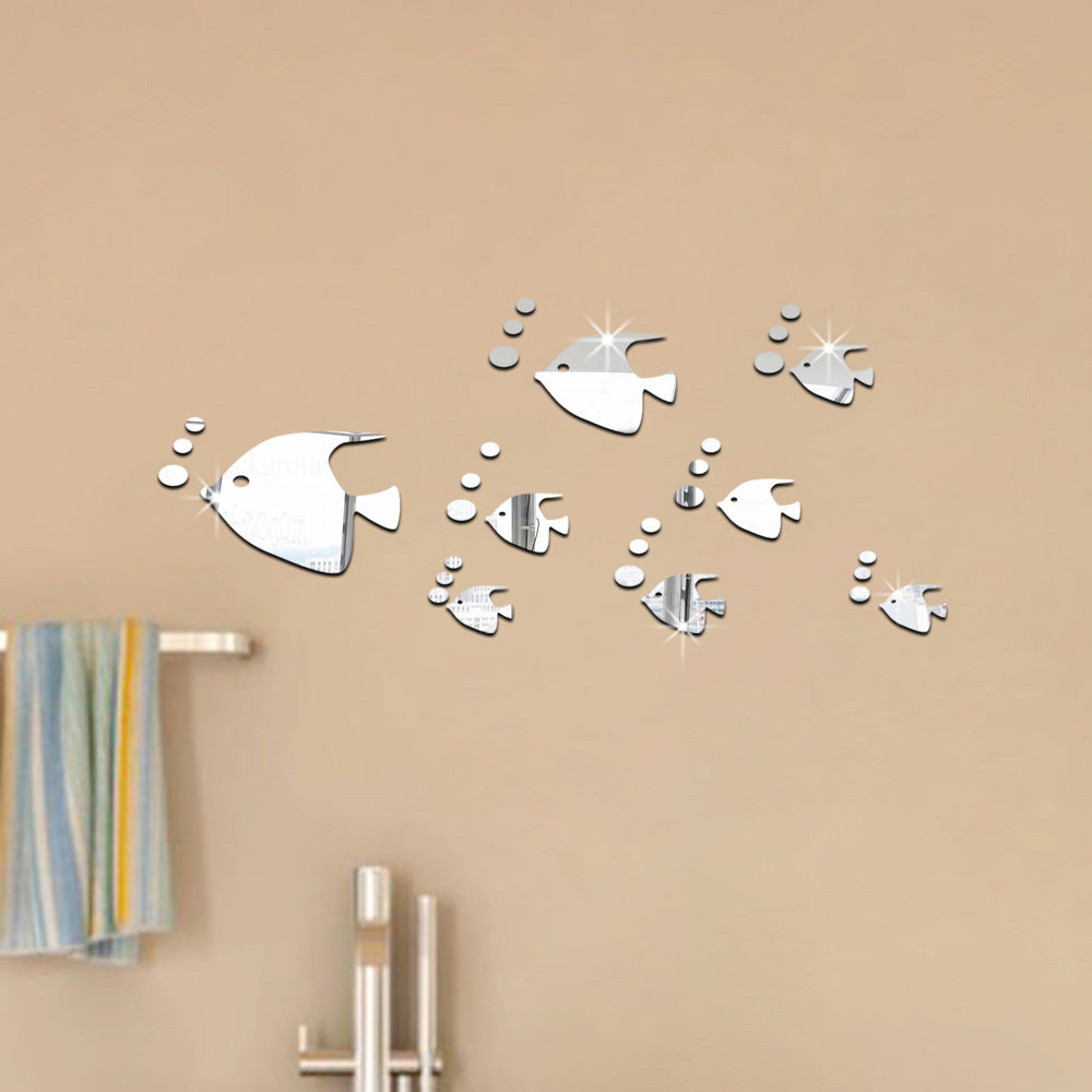 Autocollant miroir forme poissons décoration chambre d'enfants