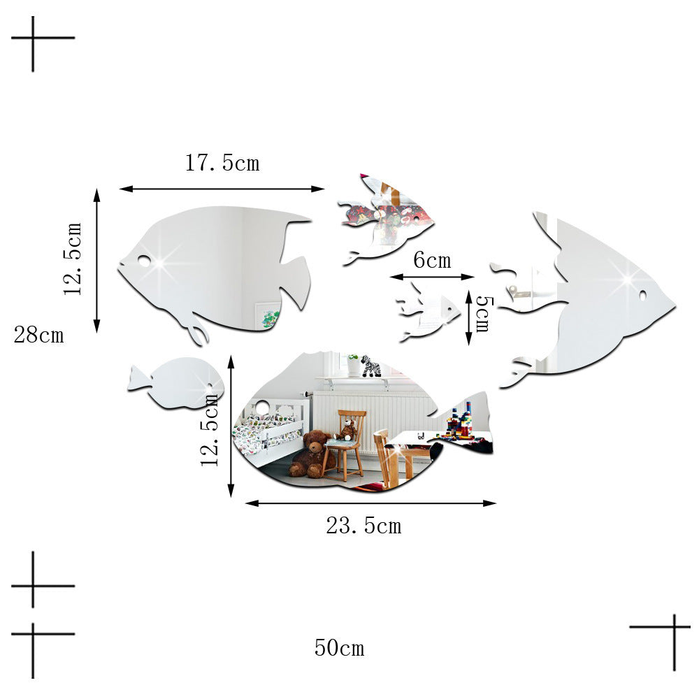 Autocollant miroir forme poissons décoration chambre d'enfants