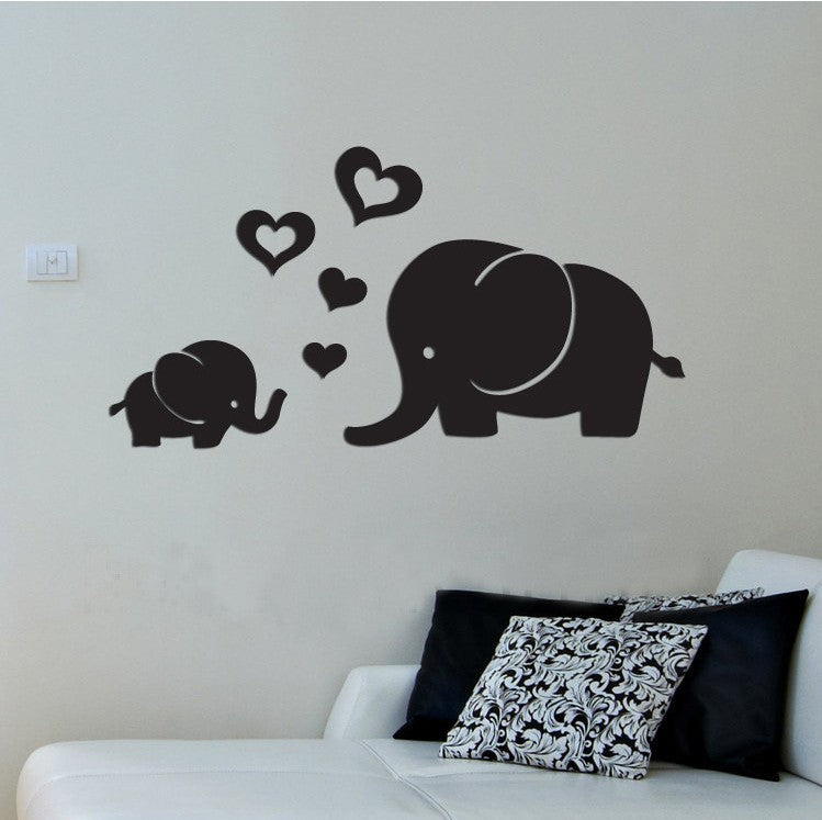 Autocollant mural miroir pour enfant parent bébé éléphant