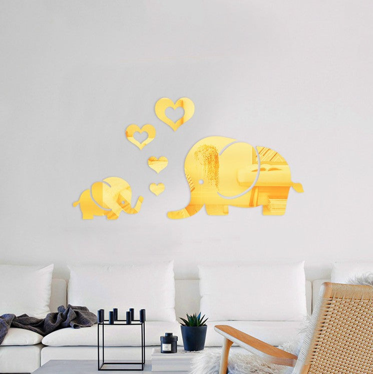 Autocollant mural miroir pour enfant parent bébé éléphant