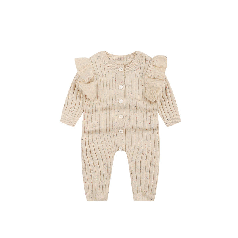 Barboteuse tricotée pour bébé fille – Combinaison en coton doux pour l'automne & le printemps