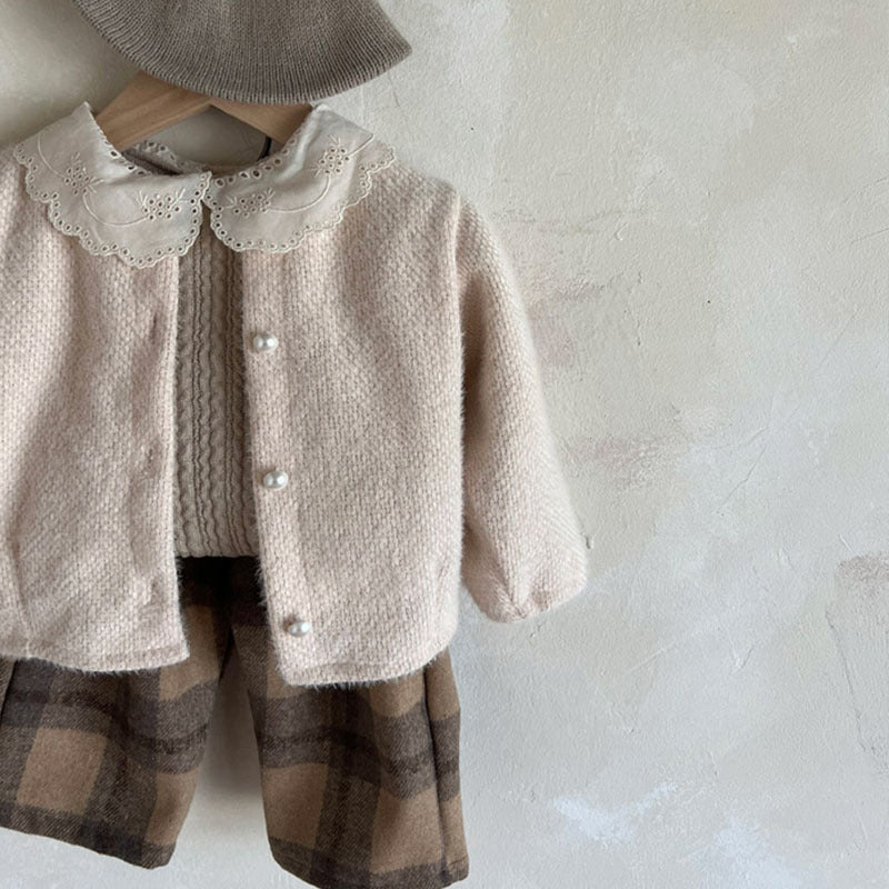 Blouse pour bébé fille avec col en dentelle vintage chic