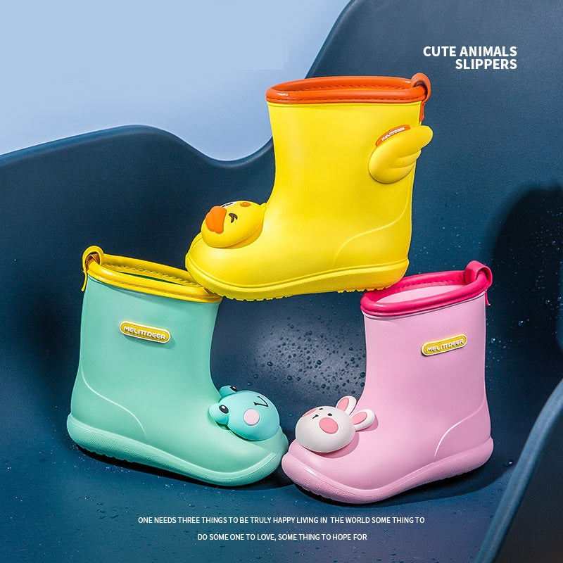 Bottes de pluie imperméables et antidérapantes à fond souple pour enfants