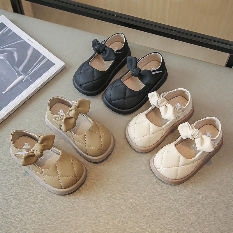 Chaussures en simili cuir à bouche peu profonde avec semelle souple pour bébés filles