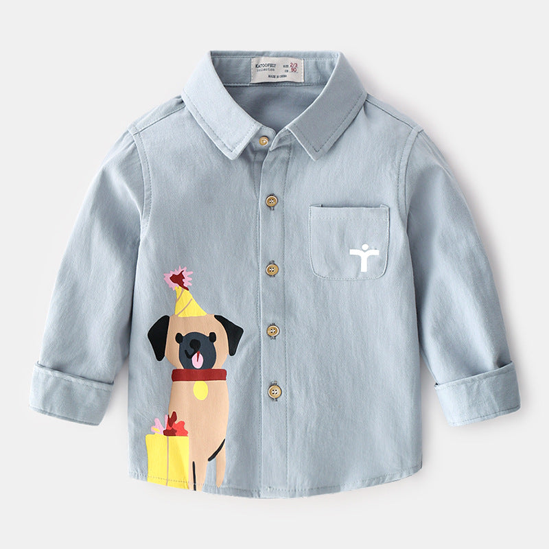 Chemise à manches longues pour petit garçon avec animaux imprimés