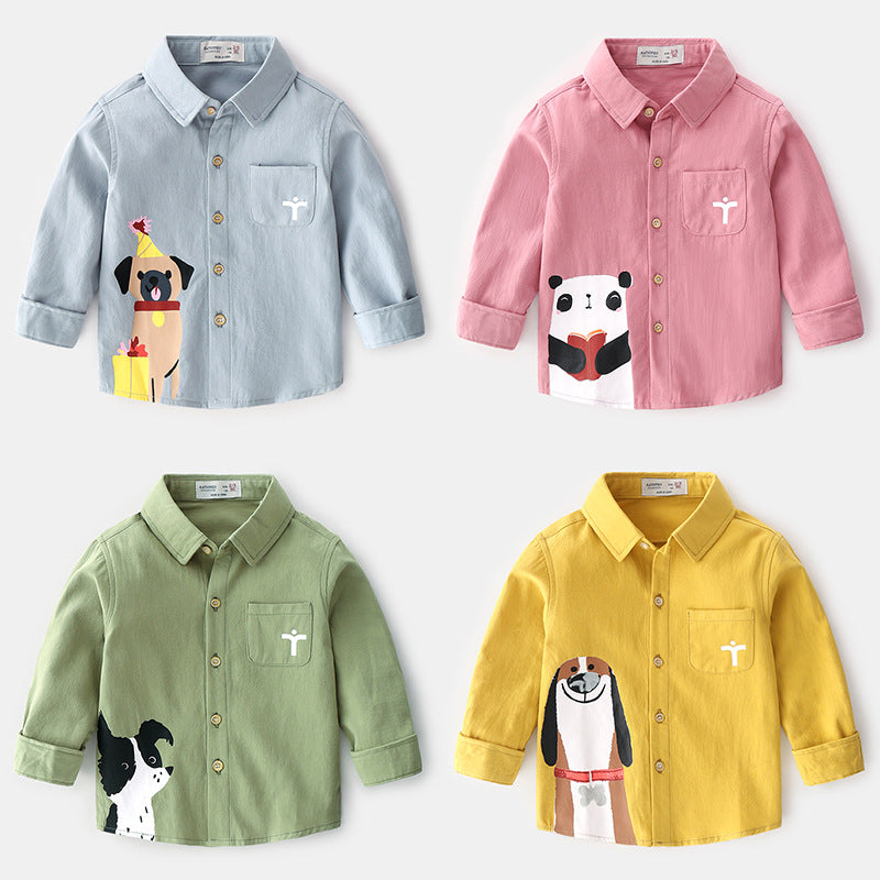 Chemise à manches longues pour petit garçon avec animaux imprimés