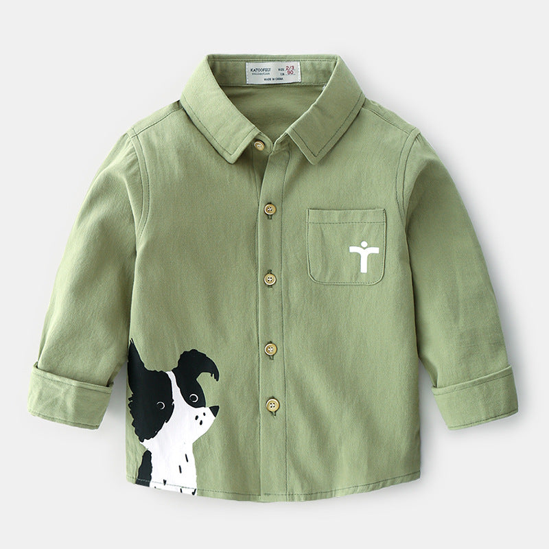 Chemise à manches longues pour petit garçon avec animaux imprimés