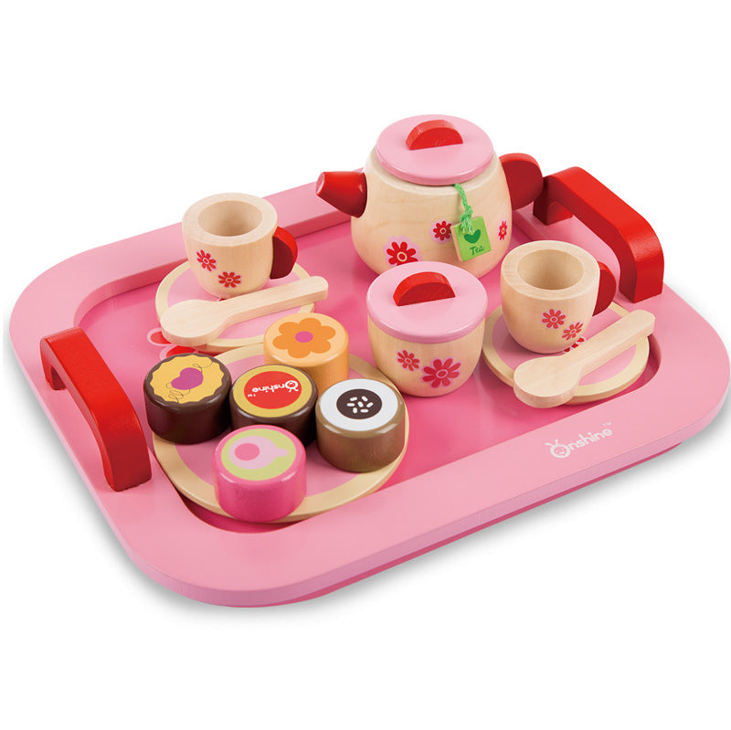 Dinette en bois pour bébé enfant jouets tasses assiettes théière