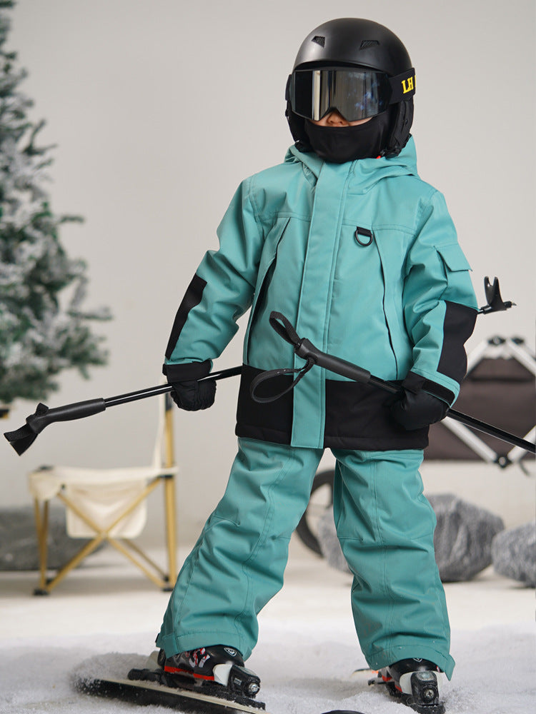 Ensemble de ski enfant manteau et salopette imperméable respirante pour garçon et fille