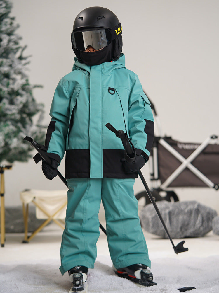 Ensemble de ski enfant manteau et salopette imperméable respirante pour garçon et fille