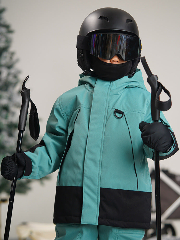 Ensemble de ski enfant manteau et salopette imperméable respirante pour garçon et fille