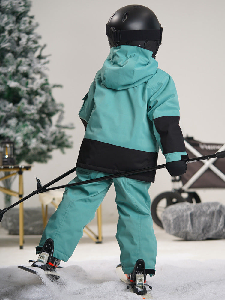 Ensemble de ski enfant manteau et salopette imperméable respirante pour garçon et fille