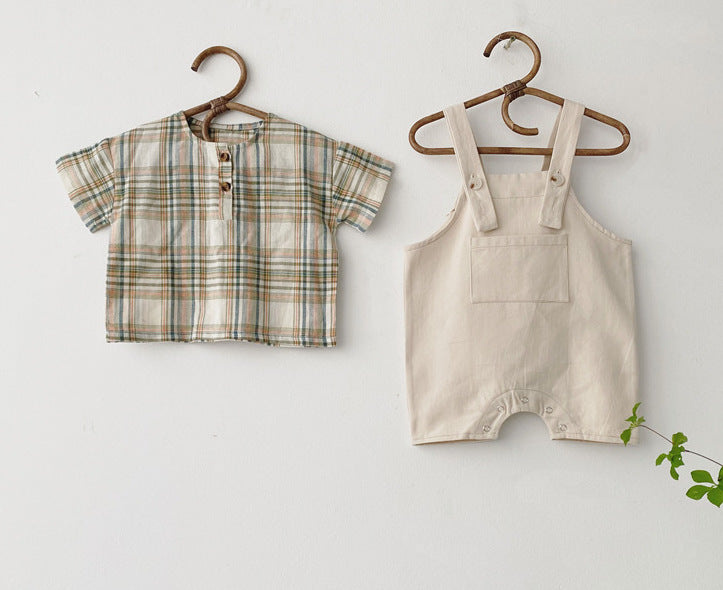 Ensemble salopette et chemise pour bébé garçon style classique