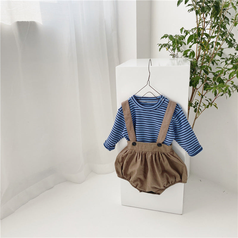 Ensemble salopette et t-shirt manches longues pour bébé fille