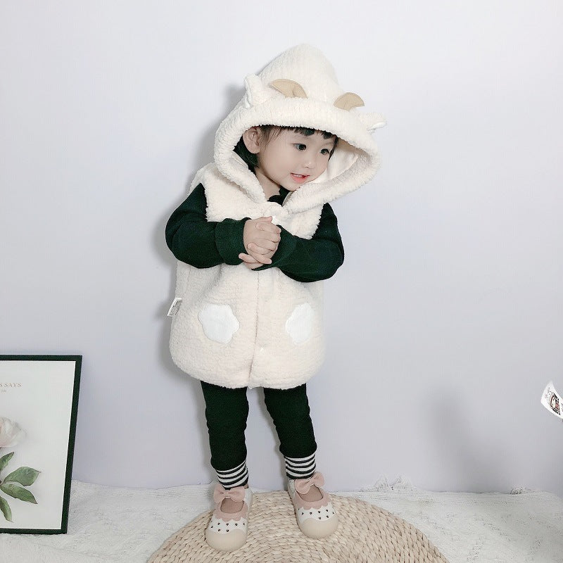 Gilet chaud sherpa et velours pour enfants en automne et en hiver