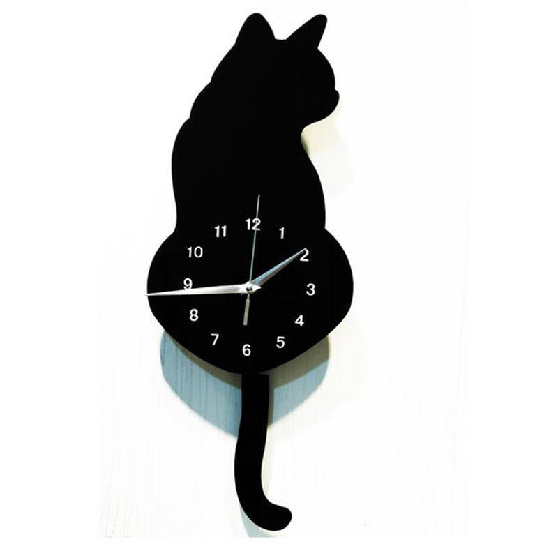 Horloge murale en forme de chat avec queue mobile