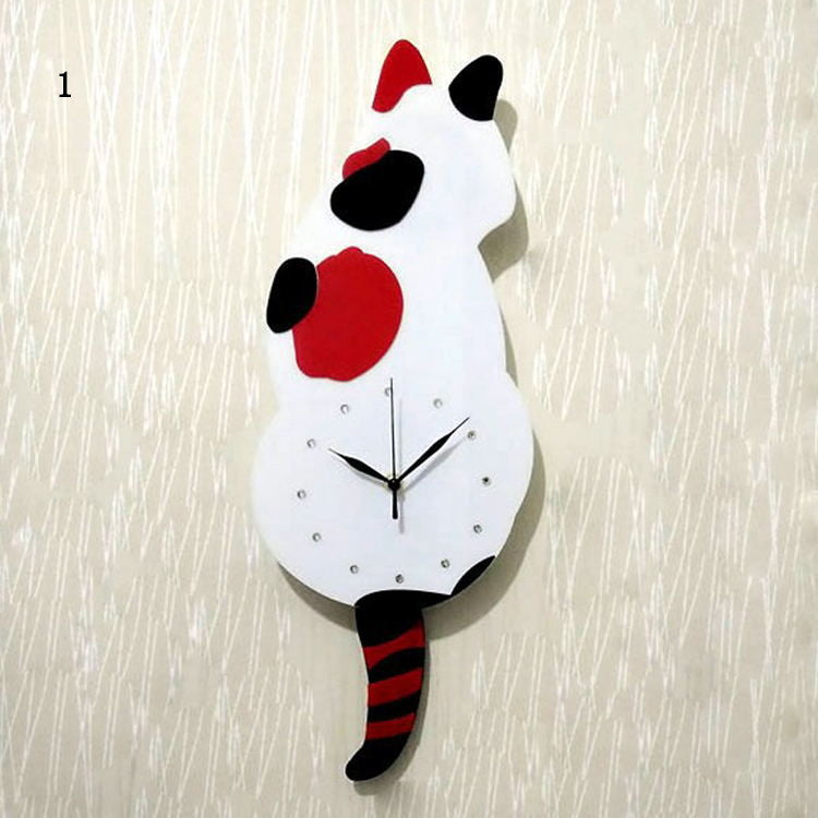 Horloge murale en forme de chat avec queue mobile