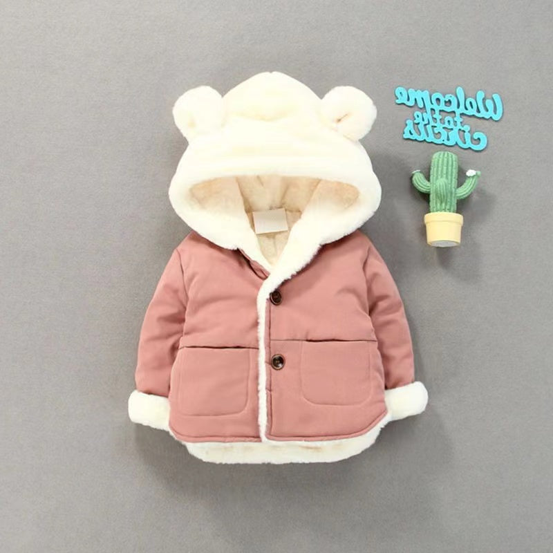 Manteau bébé à capuche peluche design oreilles