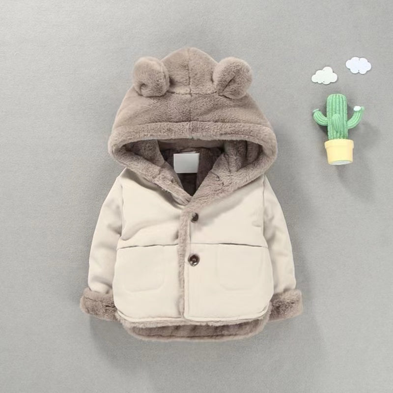 Manteau bébé à capuche peluche design oreilles