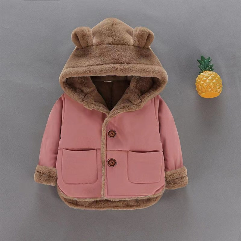 Manteau bébé à capuche peluche design oreilles