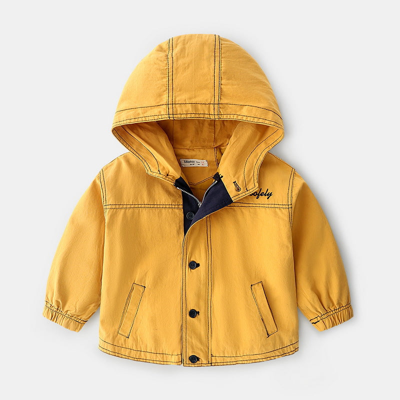 Manteau enfant à capuche avec fermeture éclair et boutonnière