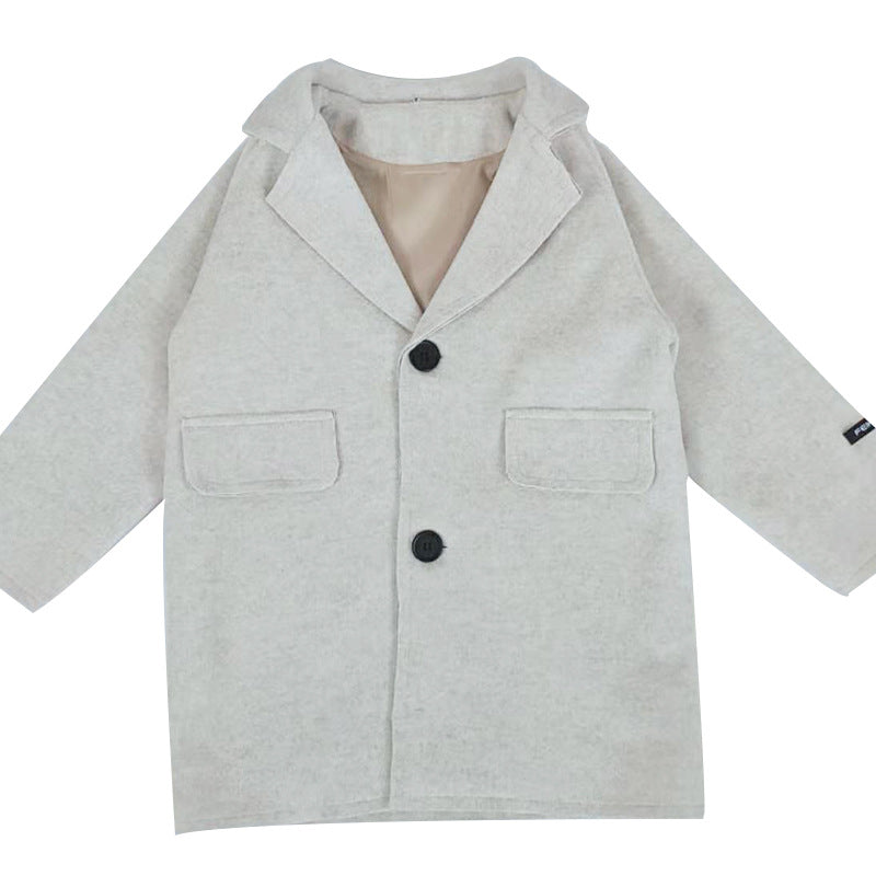 Manteau long classique en laine pour fille avec 2 boutons