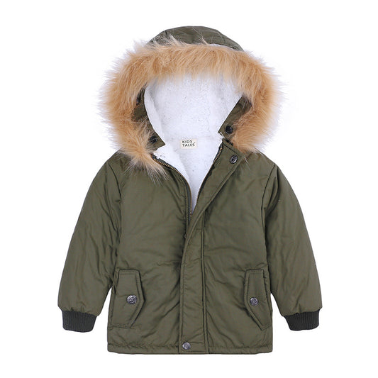 Manteau parka pour enfant avec capuche fourrure hiver