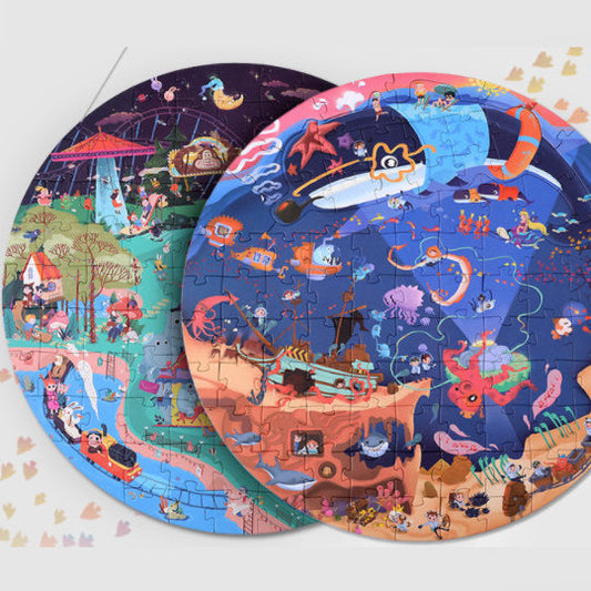 Mega puzzle rond pour enfant grandes pièces parc d'attraction ocean