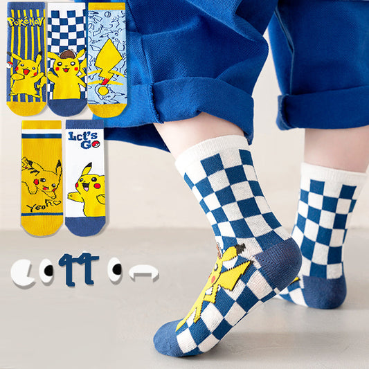 Ensemble de cinq paires de chaussettes Pikachu pour les enfants