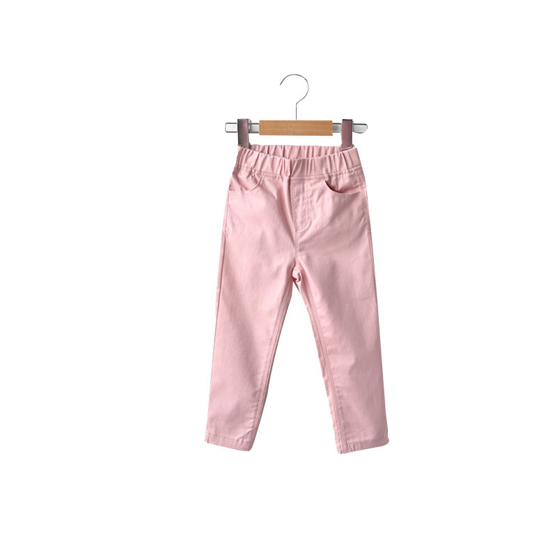 Pantalon court pour fille avec taille élastique et poches côté