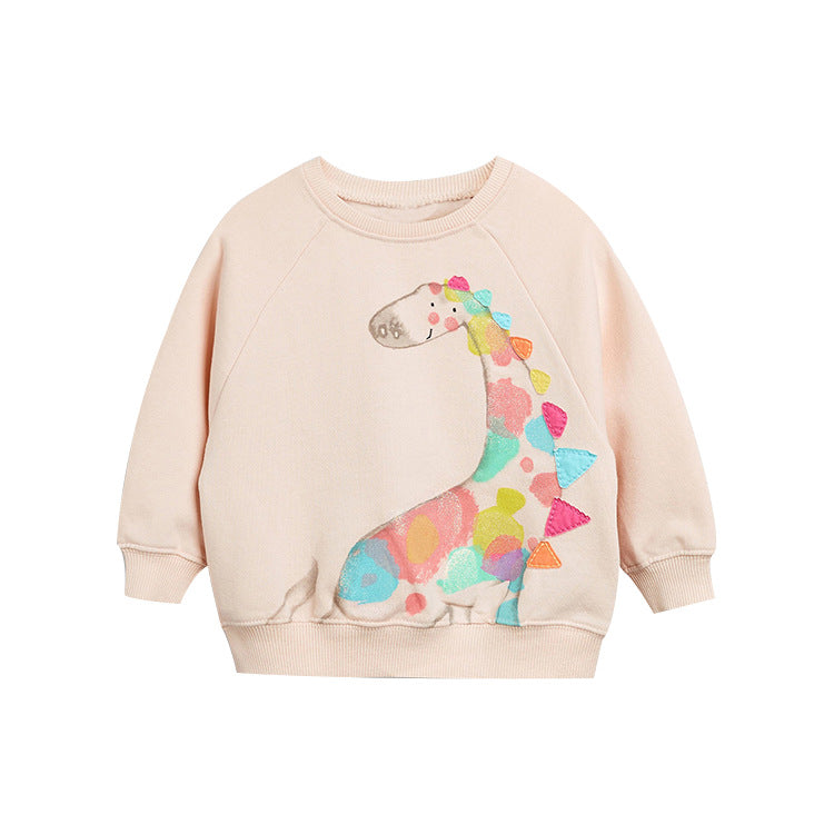 Pullover pour fille à col rond avec imprimé giraffe couleur