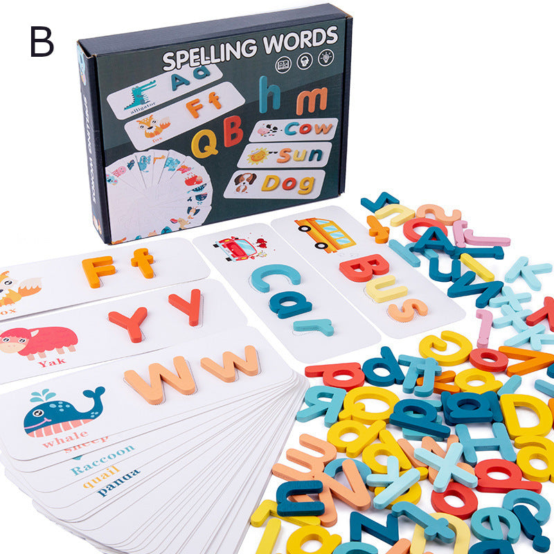 Puzzle en bois de 52 pièces avec des lettres pour apprendre l'anglais.