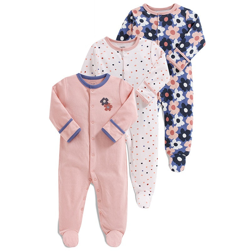 Pyjama bébé à motifs voiture garçon fleurs fille neutre en coton - set de 3