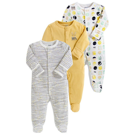 Pyjama bébé à motifs voiture garçon fleurs fille neutre en coton - set de 3