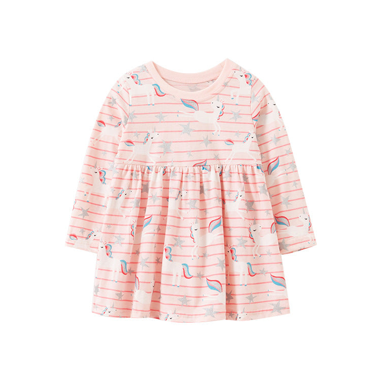 Robe en coton manches longues avec imprimé licorne