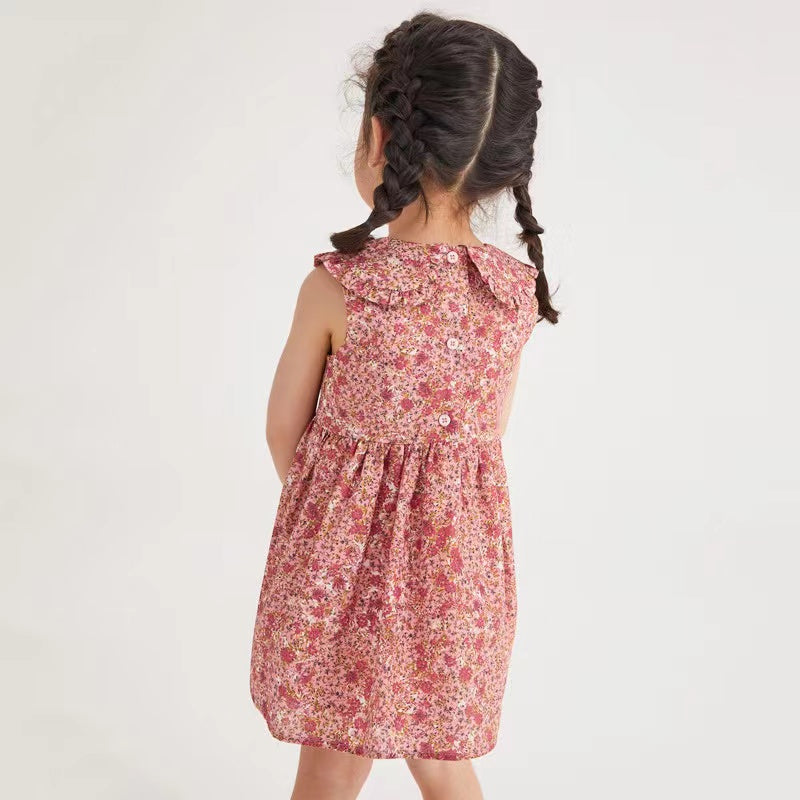 Robe sans manches imprimé fleuri pour filles