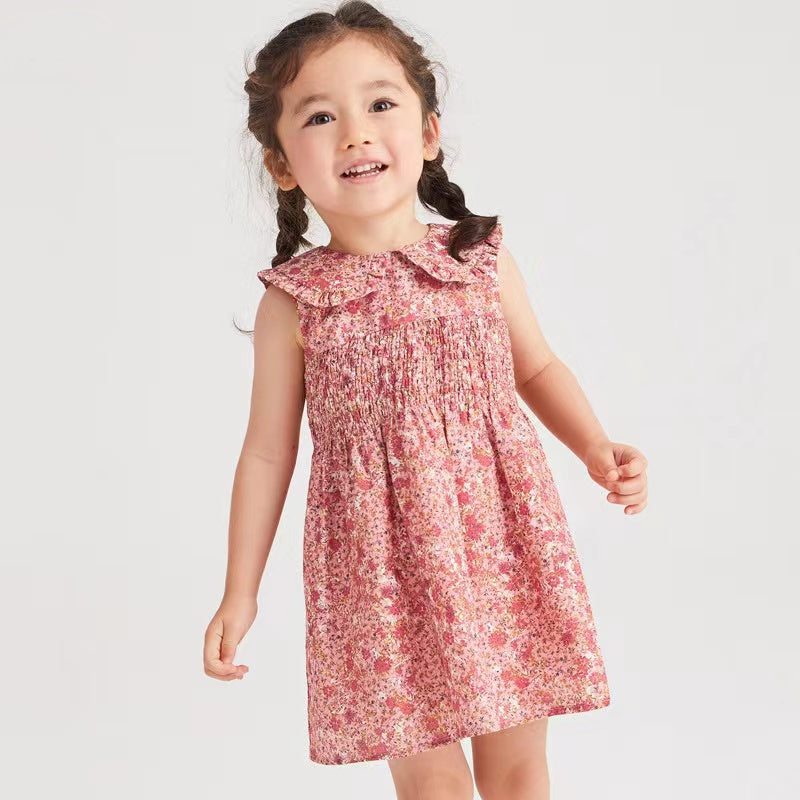 Robe sans manches imprimé fleuri pour filles