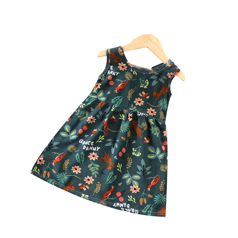 Robe sans manches pour bébé fille avec motifs colorés printemps été