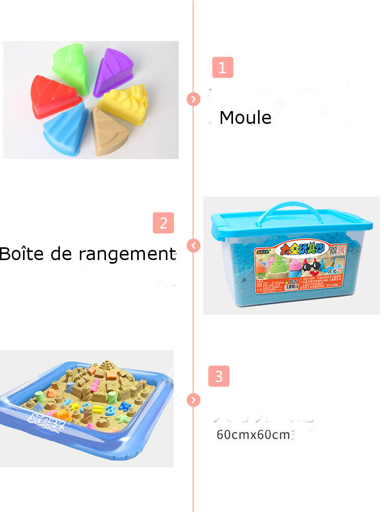 Sable magique kinetic pour enfant avec bac outils et moules