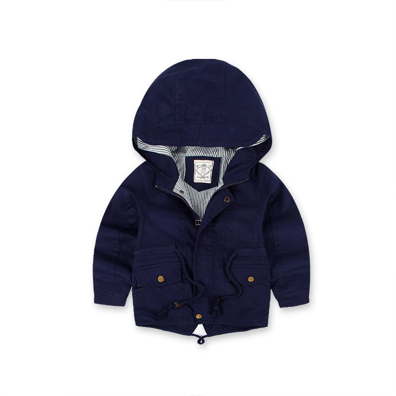 Trench coat à capuche pour enfant avec mutiples poches