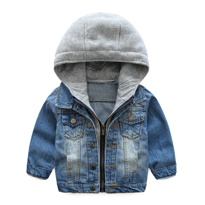 Veste en jeans avec capuche en coton pour bébé enfant