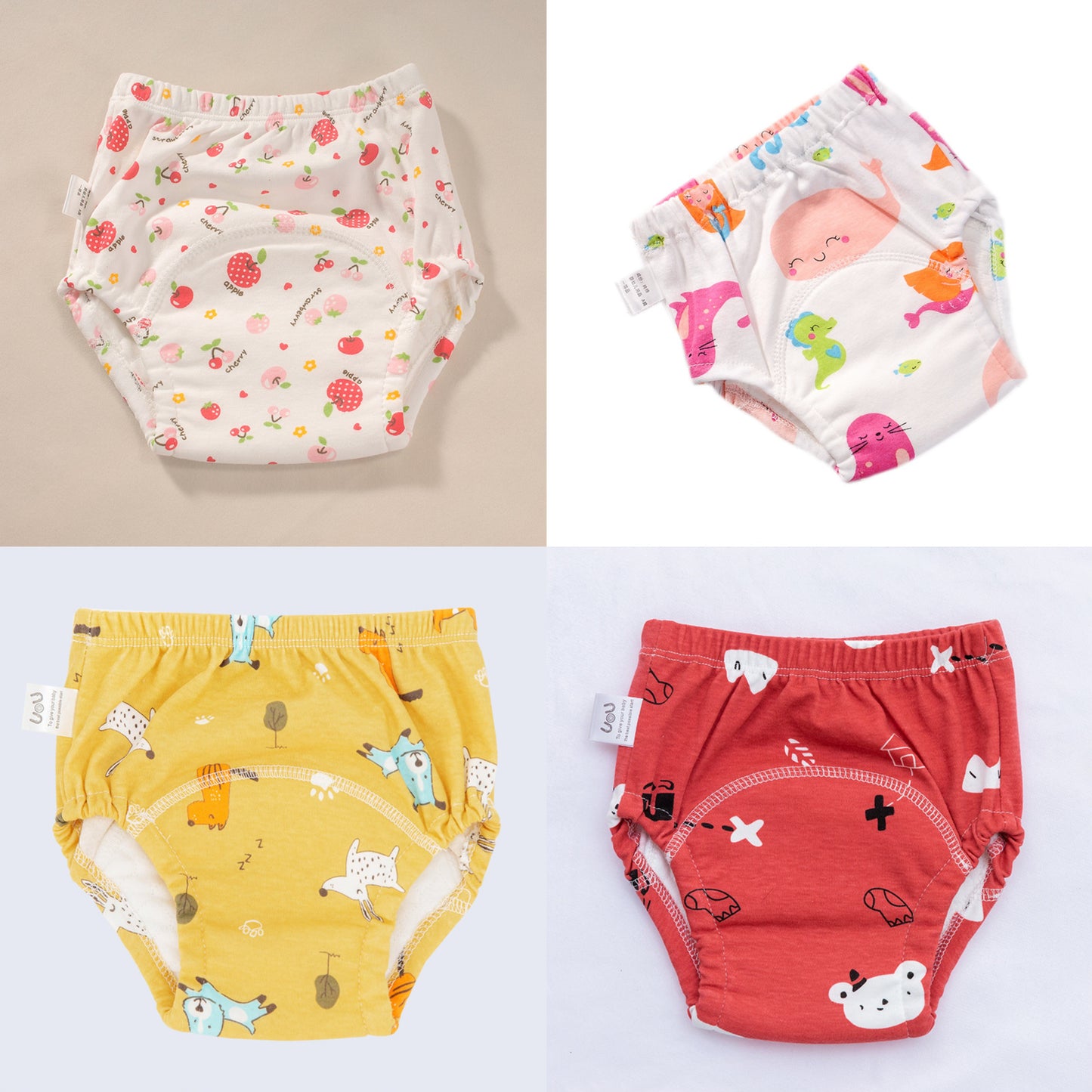 Lot de 4 Culottes d’Apprentissage Imperméables - Coton Respirant, Doublure Absorbante