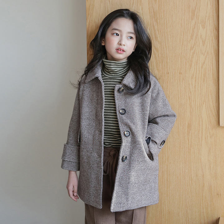 Manteau en laine élégant avec gros boutons pour fille - Petit Toucan